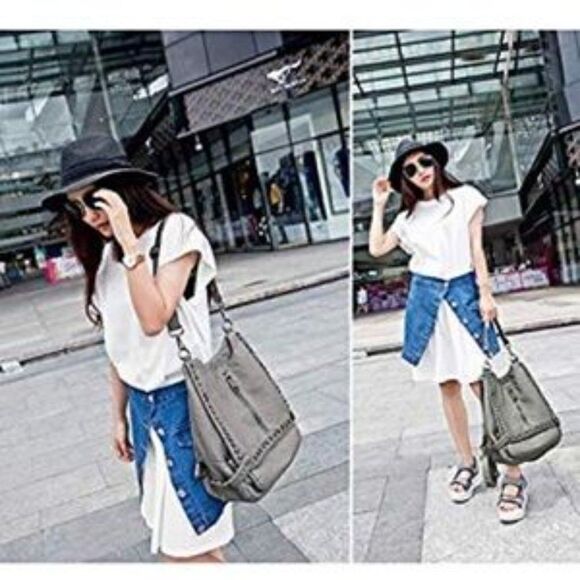 New Rivet Studded Leather Shoulder Bag Backpack - Picture 4 of 8